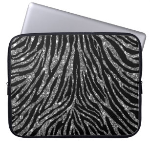 Flickaktigt zebra mönstrad svart för laptop fodral