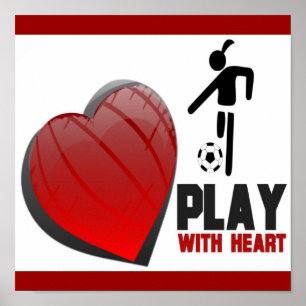 FLICKALEK MED HJÄRTAFOTBOLLAFFISCHEN POSTER