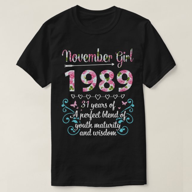 Flickan 1989 Lycklig, 31 år av tallrik T Shirt (Design framsida)