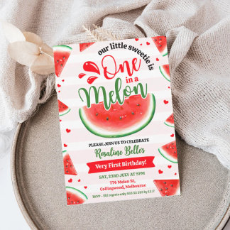 Flickan 1:a födelsedag 1 i Melon första födelsedag Inbjudningar