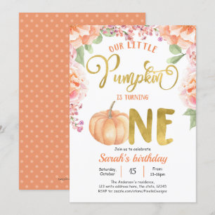 Flickan 1:a födelsedagen, lilla Pumpkin - första h Inbjudningar