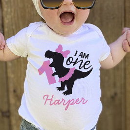 Flickan 1:a födelsedagstidsinosaur med Tutu T-Shir T Shirt