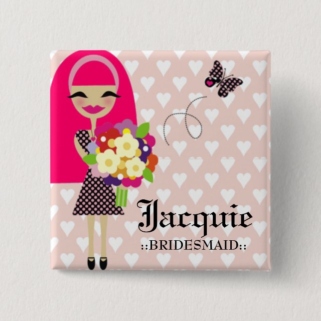 FLICKAN 311-FLOWER KLÄMMER FAST UTBYTBART HÅR KNAPP (Framsida)