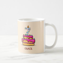 Flickan 7:e födelsedag, 7 på Sweet Rosa Cake Kaffemugg
