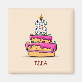Flickan 8:e födelsedagen, 8:e på Sweet Rosa Cake Magnet