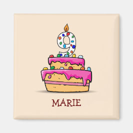Flickan 9:e födelsedagen, 9:e på Sweet Rosa Cake Magnet