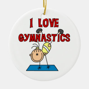 Flickan älskar jag gymnastik julgransprydnad keramik