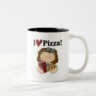 Flickan älskar jag PizzaTshirts och gåvor Två-Tonad Mugg