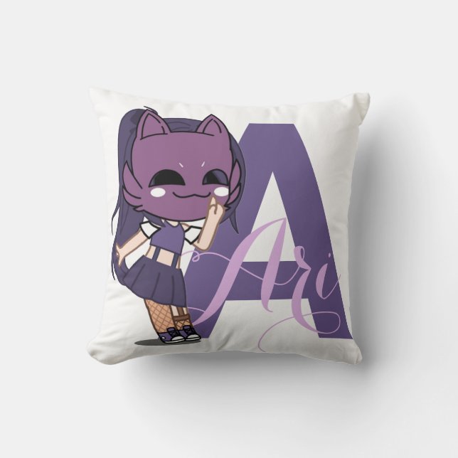 Flickan Anime Gacha Decor Lila Ari Kudde (Framsida)