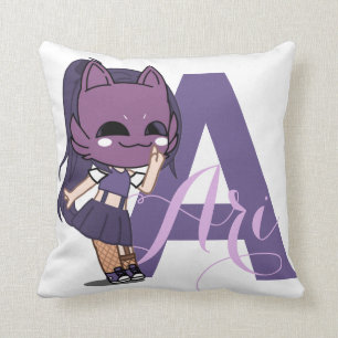 Flickan Anime Gacha Decor Lila Ari Kudde