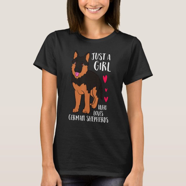 Flickan är bara en flicka som Kärlek tyska shepher T Shirt (Framsida)