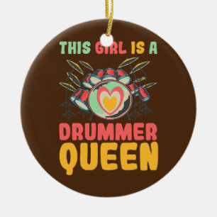 Flickan är en drummer drottning julgransprydnad keramik