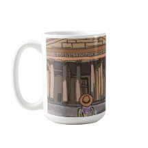 Flickan är sitta framsida av Pantheon i Rom.