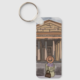 Flickan är sitta framsida av Pantheon i Rom. Nyckelring