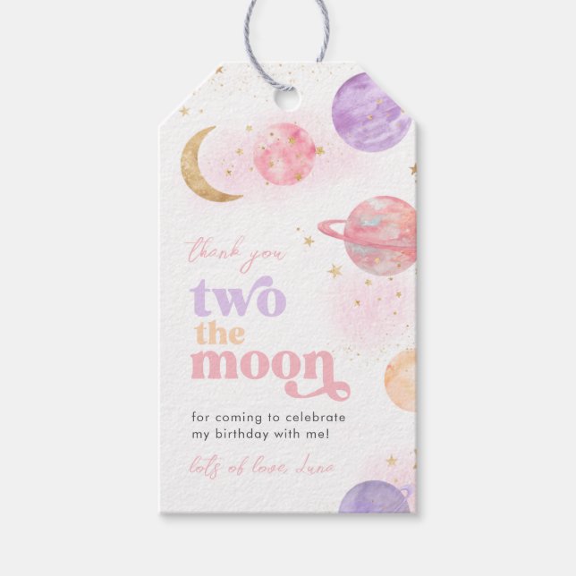 Flickan är två Måne Tack Märkre Presentetikett (Framsidan)