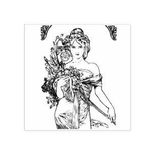 Flickan Art nouveau - Mucha Stämpel