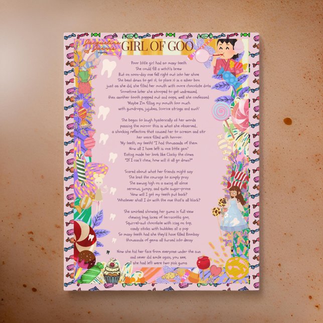 Flickan av Goo Candy Missing Teeth Vykort (Skapare uppladdad)