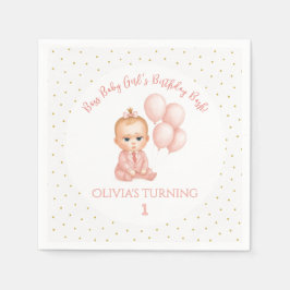 Flickan Baby Chef Födelsedagsfest - Rosa Chef Baby Pappersservett