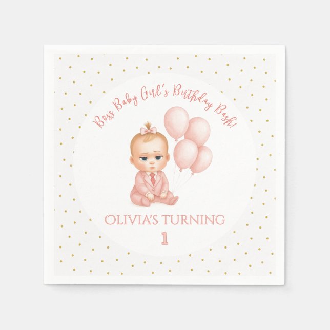 Flickan Baby Chef Födelsedagsfest - Rosa Chef Baby Pappersservett (Framsidan)