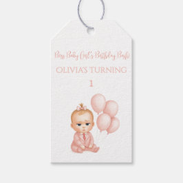 Flickan Baby Chef Födelsedagsfest - Rosa Chef Baby Presentetikett