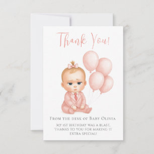 Flickan Baby Chef - tackkort - Rosa Chef Baby Tack Kort