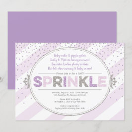 Flickan baby sprinkle inbjudan lila silver glitter