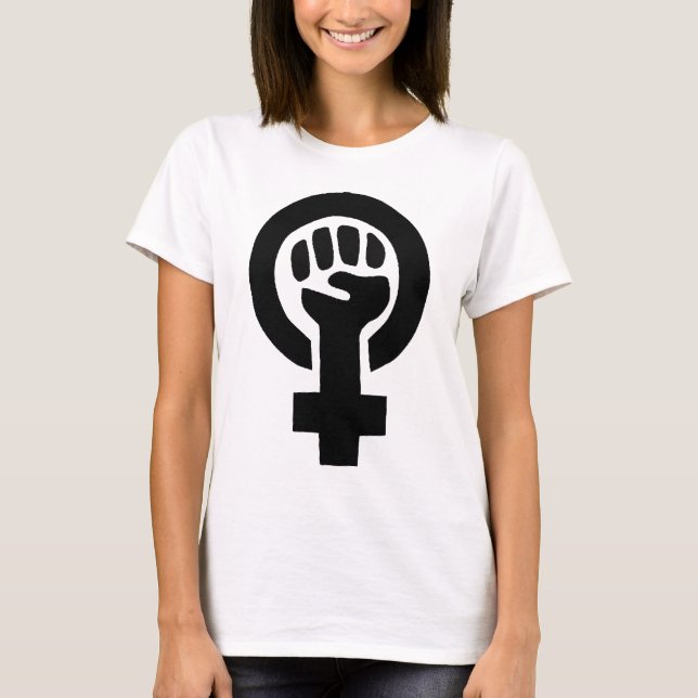 Flickan driver feministiskt symbol t shirt (Framsida)
