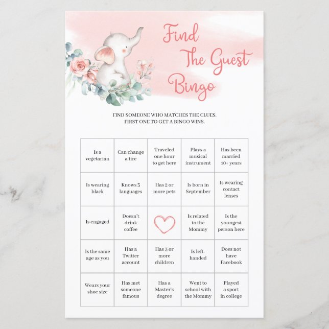 Flickan Elephant Eucalyptus hittar gäst Bingo-spel (Framsida)