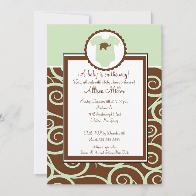 Flickan eller pojken virvlar runt baby inbjudningar (Framsida)