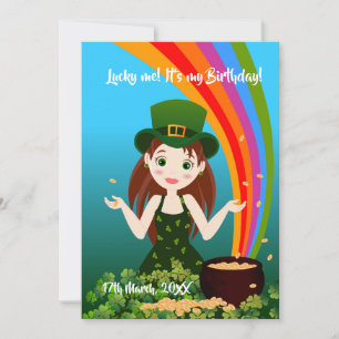 Flickan firar sin födelsedag på Saint patrick Inbjudningar
