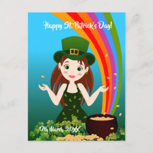 Flickan firar sin födelsedag på Saint patrick Vykort