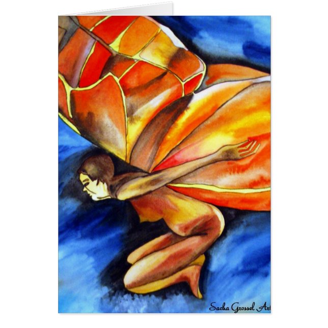 Flickan fjäril surrealistisk originell fantasikons hälsningskort (Framsidan)