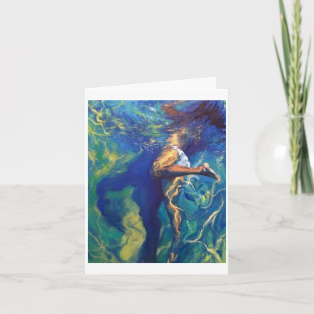 Flickan Flyter överst i Bassäng Kort (Framsida)