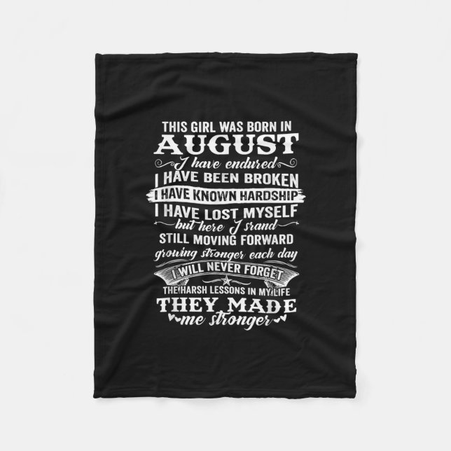 Flickan föddes i augusti födelsedagspresent fleecefilt (Framsidan)