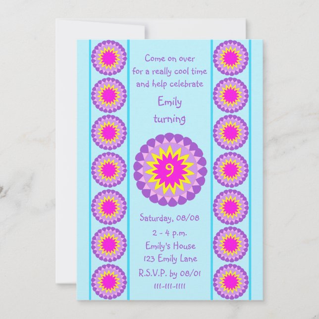 Flickan Födelsedagsfest inbjudan oavsett ålder Coo (Framsida)