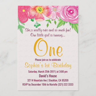 Flickan första 1:a Blommigten Inbjudan