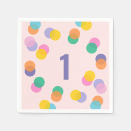 Flickan första födelsedag Färgfull konfetti Pappersservett
