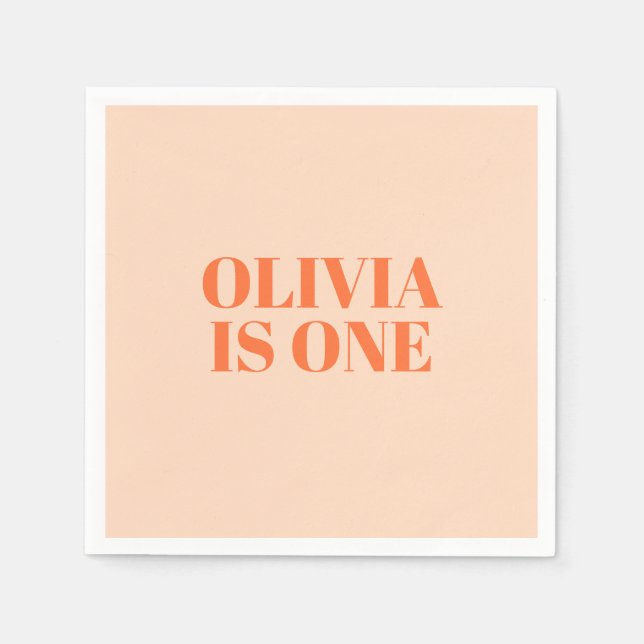 Flickan - första födelsedag - modern pappersservett (Framsidan)