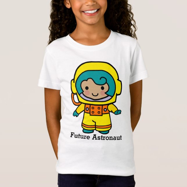 Flickan framtida astronaut i rymddräkt t shirt (Framsida)