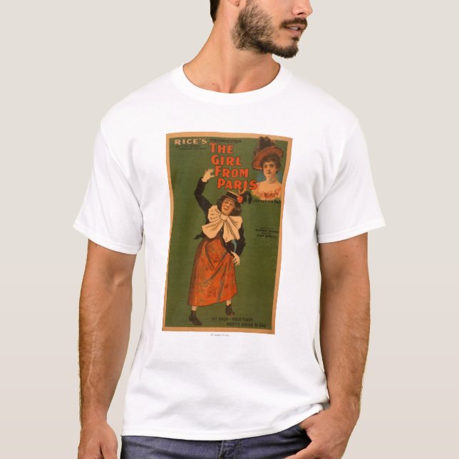 "Flickan från musikalisk affisch för Paris" Tee Shirt (Framsida)