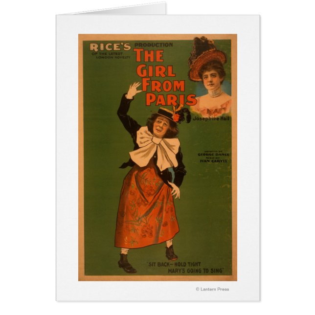 "Flickan från Paris" Poster Hälsningskort (Framsidan)