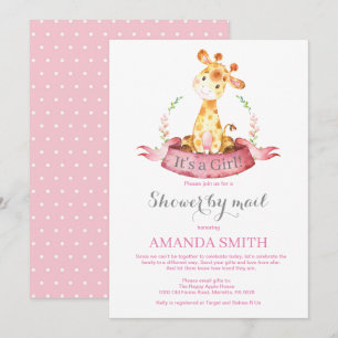 Flickan Giraffe Baby Shower efter e-postinbjudan Inbjudningar