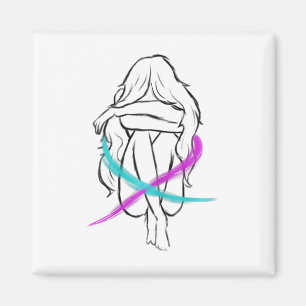 Flickan Gråter introduvert Suicide Prevention Awar Magnet