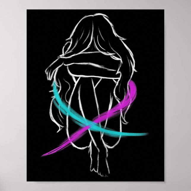Flickan Gråter introduvert Suicide Prevention Awar Poster (Framsidan)