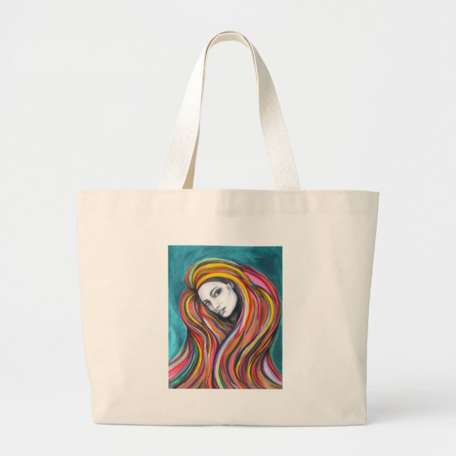 Flickan hänger lös jumbo tygkasse (Framsidan)