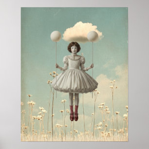 Flickan & hennes moln Surreal saga- och bokkonst Poster