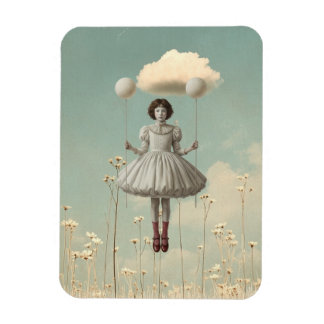 Flickan & Hennes Moln | Surreal Sagobokskonst Magnet