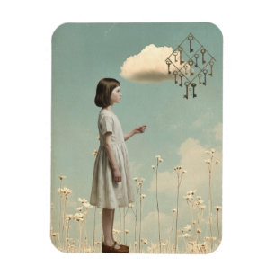 Flickan & hennes nyckel-drake Surreal saga-bok Magnet
