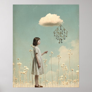 Flickan & hennes nyckel-drake | Surreal saga-bok Poster