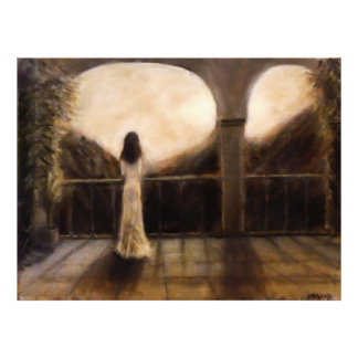 Flickan i Balcony Painting Photo Print Fototryck